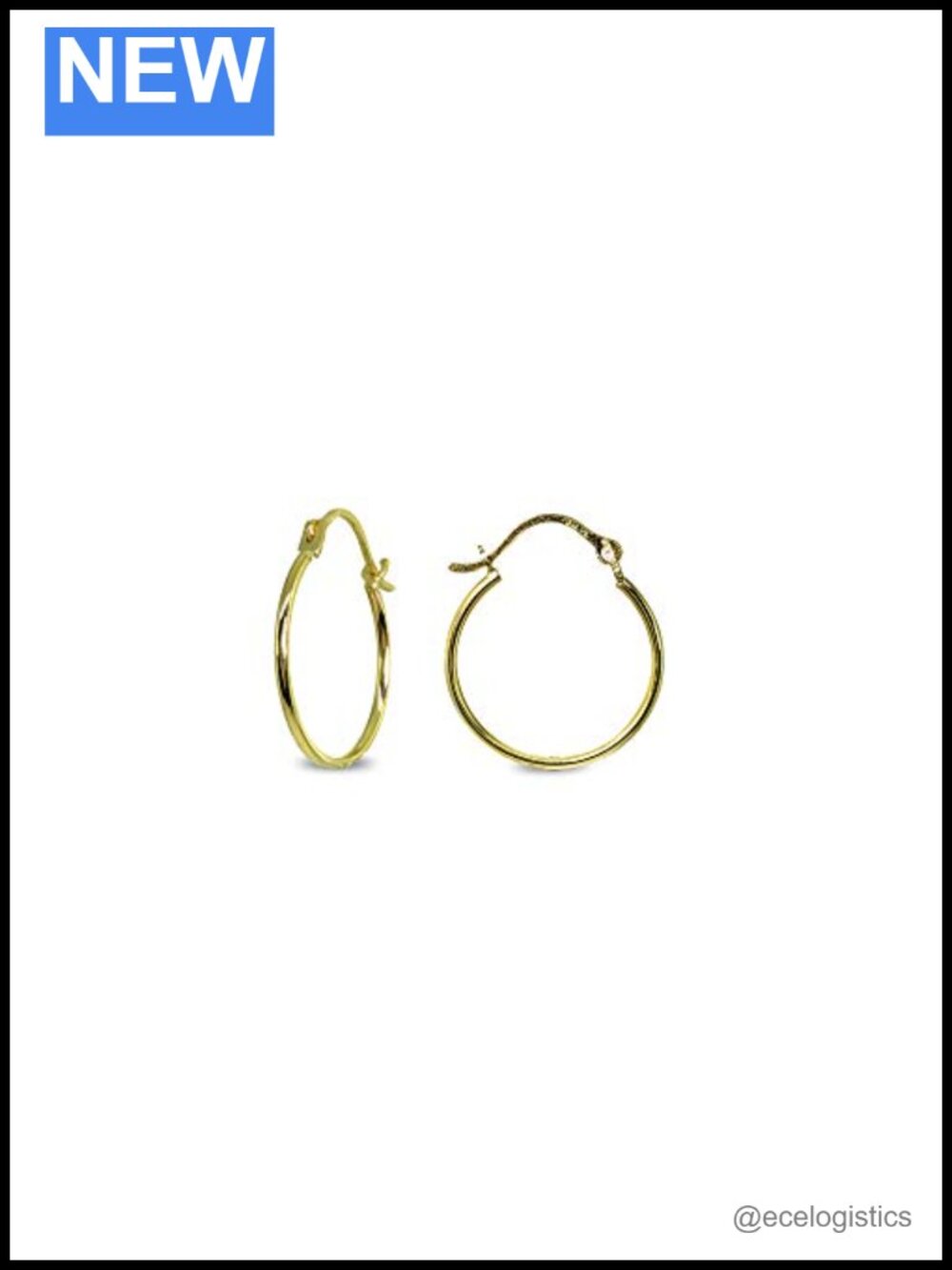 14K Gold 1mm Click-Top Hoop Earrings 16mm